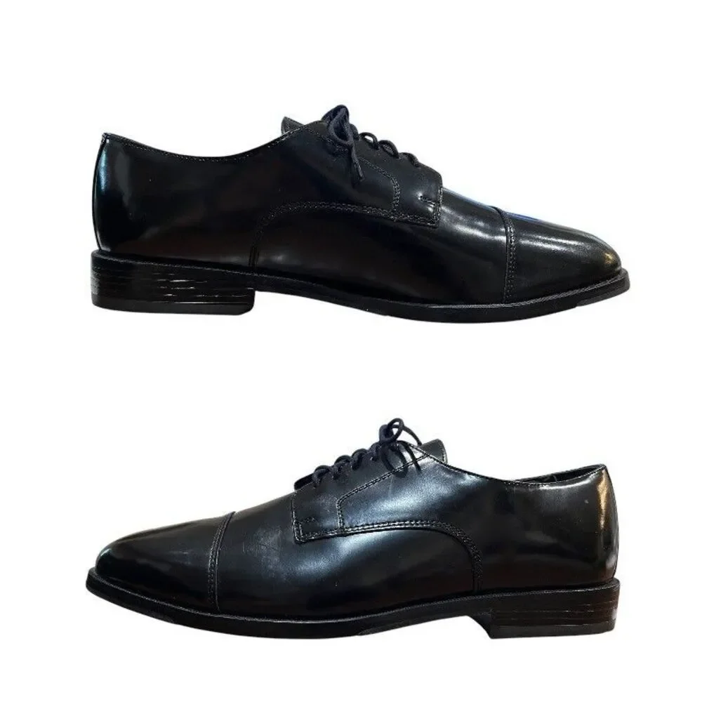 Nunn Bush Mens Black Leather Centro Dress Flex Oxford  12 M  NWOB  Office Formal